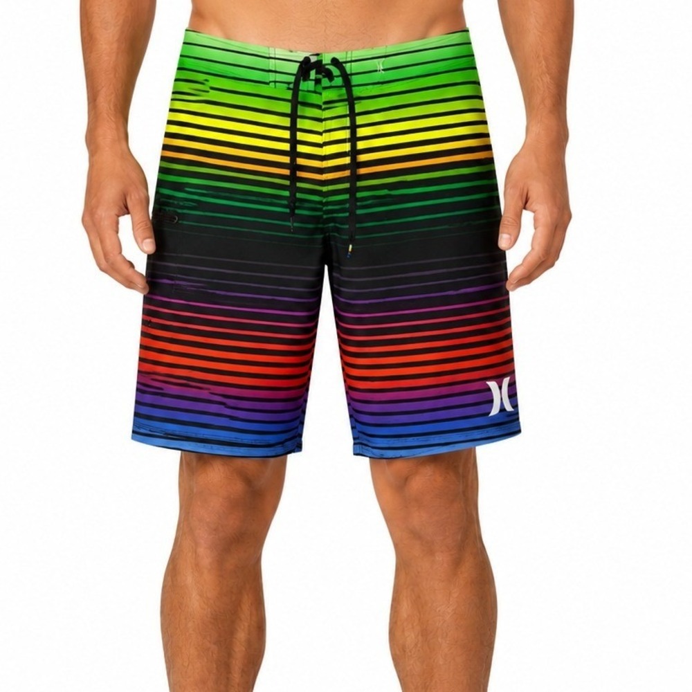 Hurley Board Shorts Mens 36 Multicolor Phantom Striped Rainbow MBS0005470